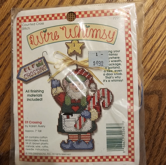 wire whimsey Other - Vintage Wire Whimsy Counted Cross Stitch Christmas Ornament Kit Santa
